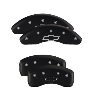Picture of MGP Front set 2 Caliper Covers Engraved Front MGP Red finish silver ch