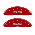 Picture of MGP Front set 2 Caliper Covers Engraved Front Silverado style-SS Red finish silver ch