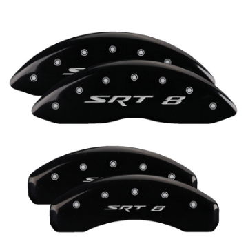 Picture of MGP 4 Caliper Covers Engraved Front & Rear SRT8 Black finish silver ch