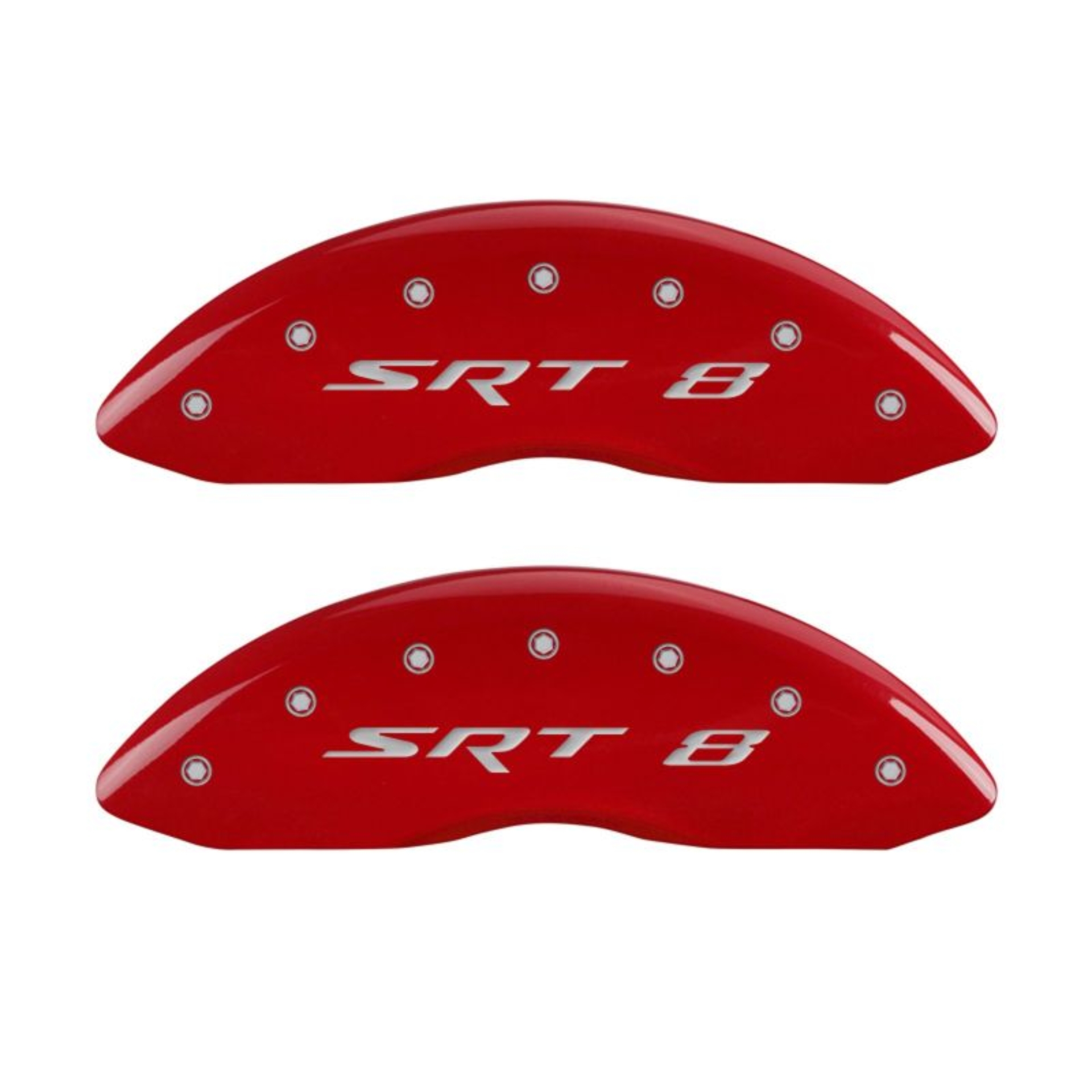 Picture of MGP 4 Caliper Covers Engraved Front & Rear SRT8 Red finish silver ch