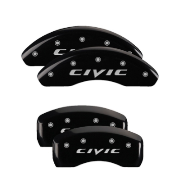 Picture of MGP 4 Caliper Covers Engraved Front 2015-Civic Engraved Rear 2015-Civic Black finish silver ch