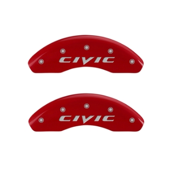 Picture of MGP Front set 2 Caliper Covers Engraved Front 2015-Civic Red finish silver ch