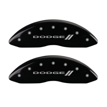 Picture of MGP 4 Caliper Covers Engraved Front & Rear With stripes-Dodge Black finish silver ch