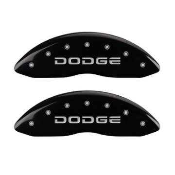 Picture of MGP 4 Caliper Covers Engraved Front & Rear Broken D-Dodge Black finish silver ch
