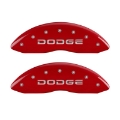 Picture of MGP 4 Caliper Covers Engraved Front & Rear Broken D-Dodge Red finish silver ch