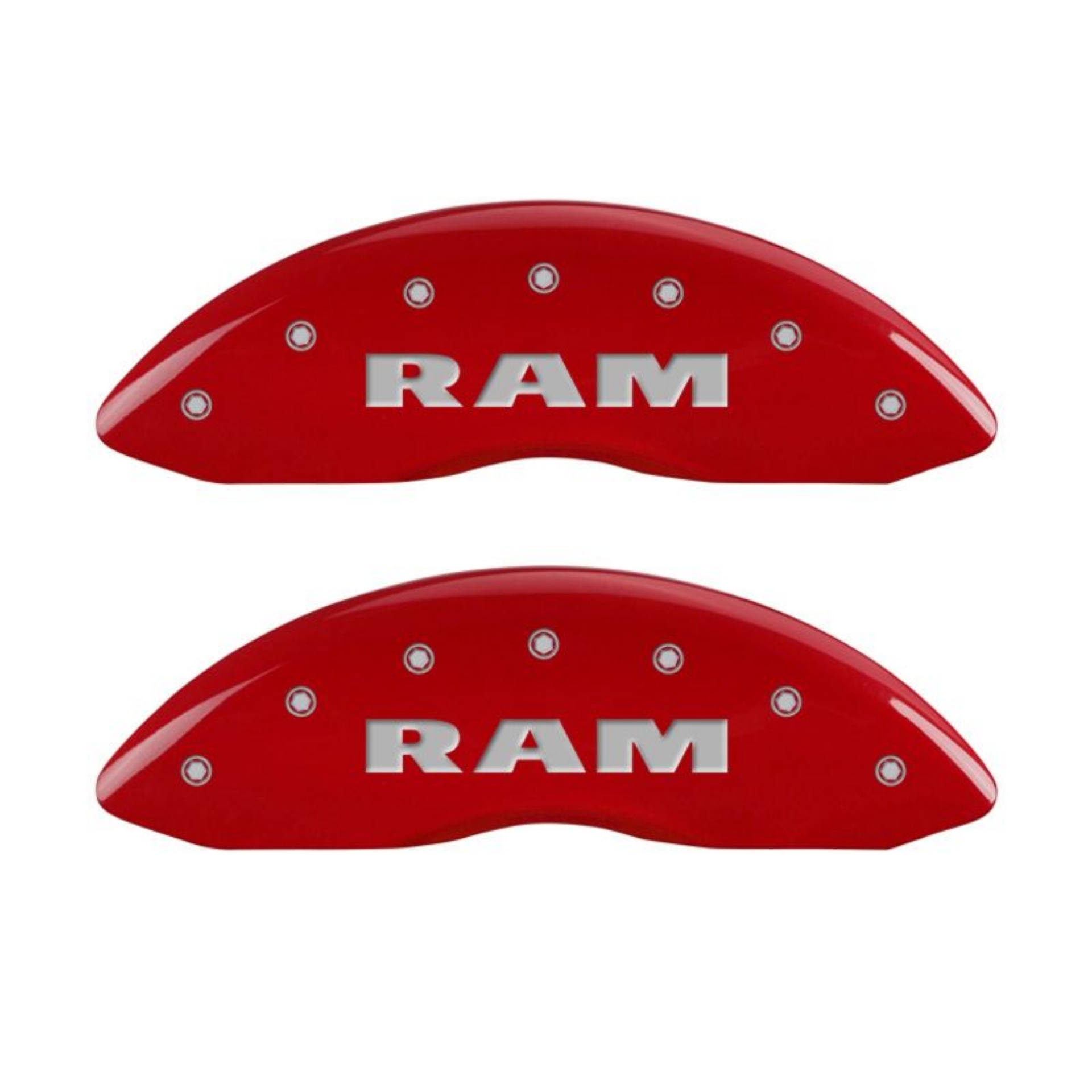 Picture of MGP 4 Caliper Covers Engraved Front & Rear RAM Red finish silver ch