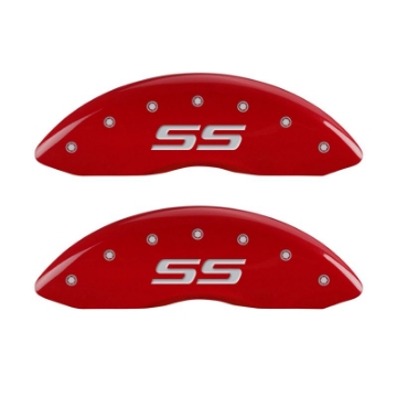 Picture of MGP 4 Caliper Covers Engraved Front & Rear Monte Carlo style-SS Red finish silver ch