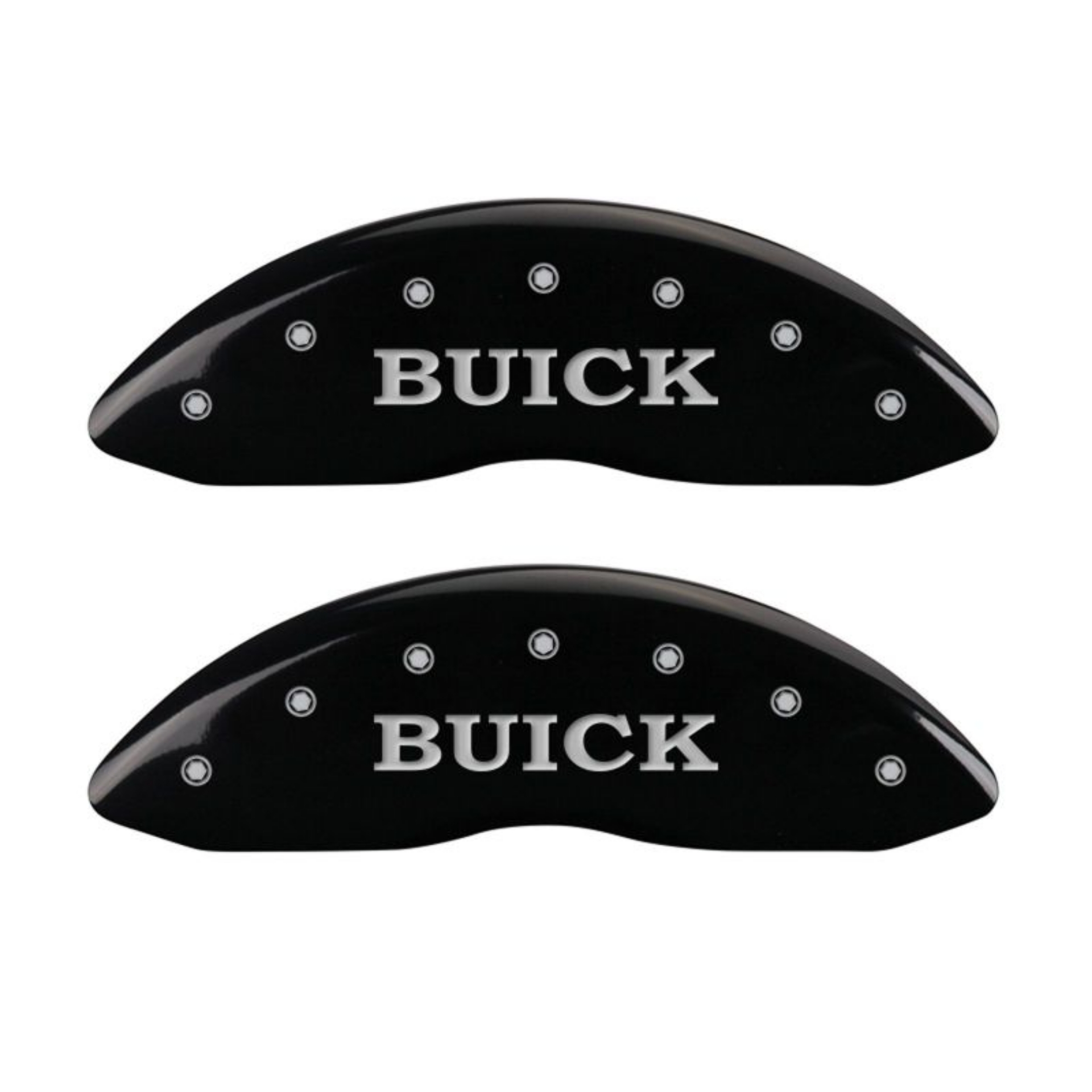 Picture of MGP 4 Caliper Covers Engraved Front Buick Engraved Rear Buick Shield Black finish silver ch