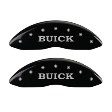 Picture of MGP 4 Caliper Covers Engraved Front Buick Engraved Rear Buick Shield Black finish silver ch