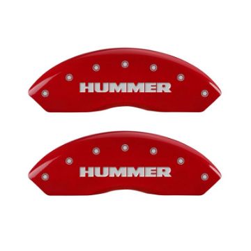 Picture of MGP 4 Caliper Covers Engraved Front & Rear Hummer Red finish silver ch