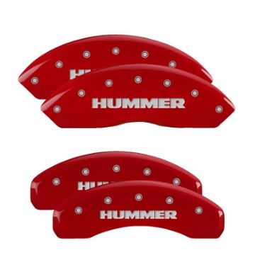 Picture of MGP 4 Caliper Covers Engraved Front & Rear Hummer Red finish silver ch