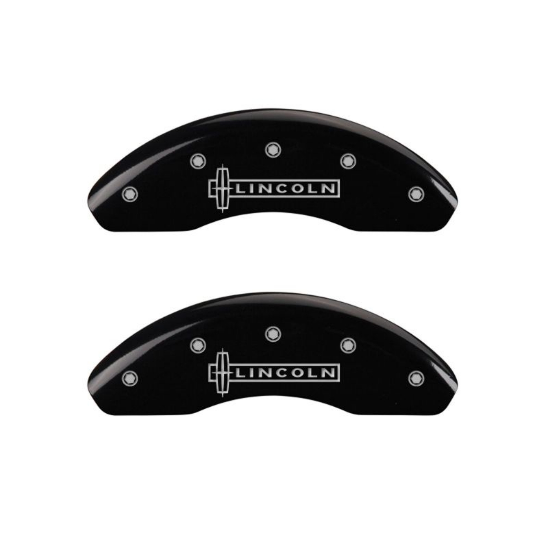Picture of MGP 4 Caliper Covers Engraved Front Lincoln Engraved Rear Star logo Black finish silver ch