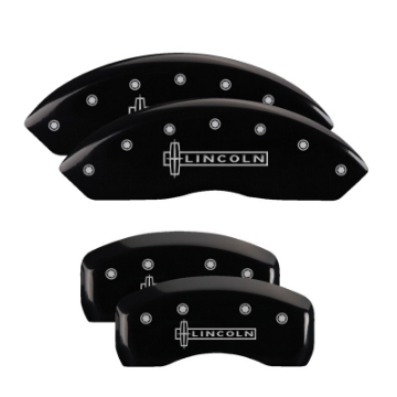 Picture of MGP 4 Caliper Covers Engraved Front Lincoln Engraved Rear Star logo Black finish silver ch