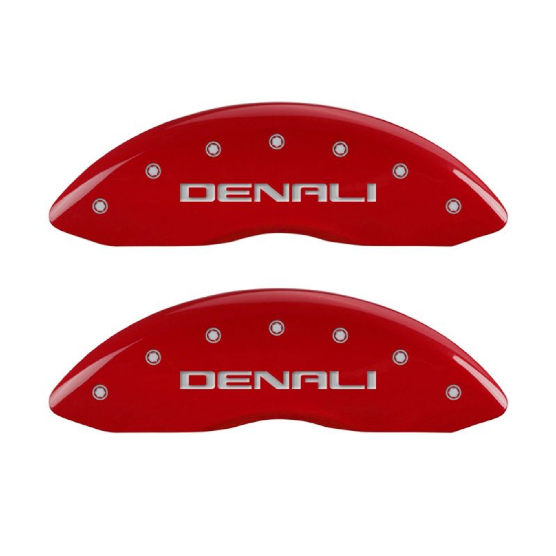 Picture of MGP 4 Caliper Covers Engraved Front & Rear Denali Red finish silver ch