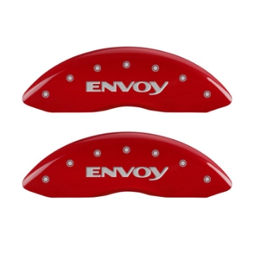 Picture of MGP 4 Caliper Covers Engraved Front & Rear Envoy Red finish silver ch