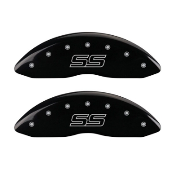 Picture of MGP 4 Caliper Covers Engraved Front & Rear Trailblazer style-SS Black finish silver ch