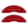 Picture of MGP 4 Caliper Covers Engraved Front & Rear C6-Corvette Red finish silver ch