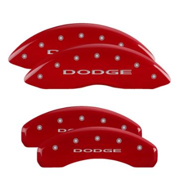 Picture of MGP 4 Caliper Covers Engraved Front & Rear C6-Corvette Red finish silver ch