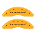Picture of MGP 4 Caliper Covers Engraved Front & Rear C6-Corvette Yellow finish black ch
