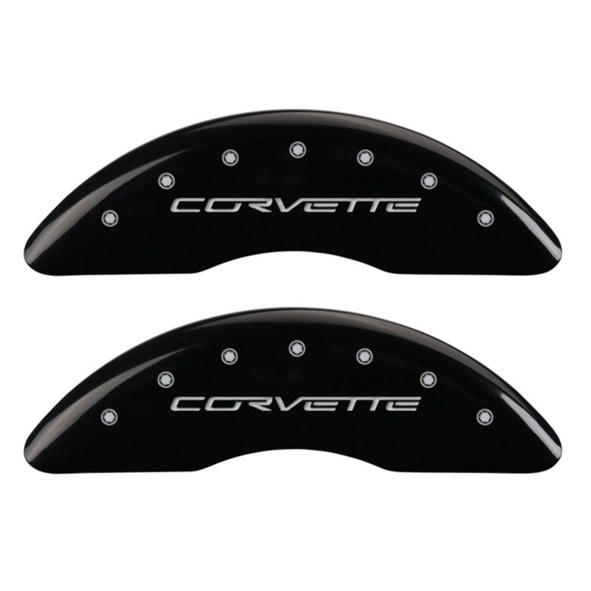 Picture of MGP 4 Caliper Covers Engraved Front C6-Corvette Engraved Rear C6-Z06 Black finish silver ch