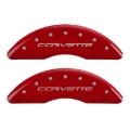 Picture of MGP 4 Caliper Covers Engraved Front C6-Corvette Engraved Rear C6-Z06 Red finish silver ch