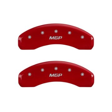 Picture of MGP Rear set 2 Caliper Covers Engraved Rear MGP Red finish silver ch