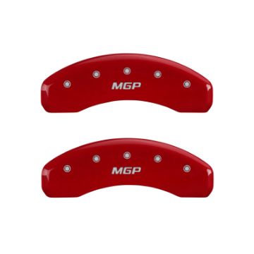 Picture of MGP Rear set 2 Caliper Covers Engraved Rear MGP Red finish silver ch