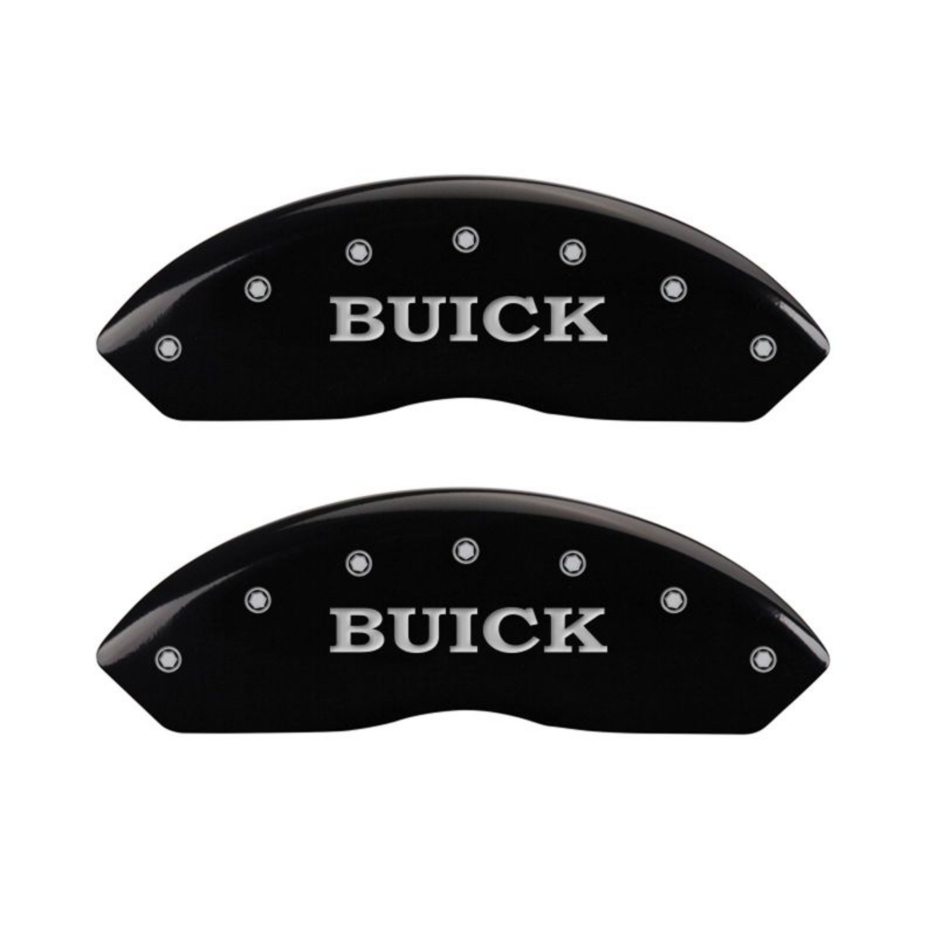 Picture of MGP 4 Caliper Covers Engraved Front Buick Engraved Rear Buick Shield Black finish silver ch