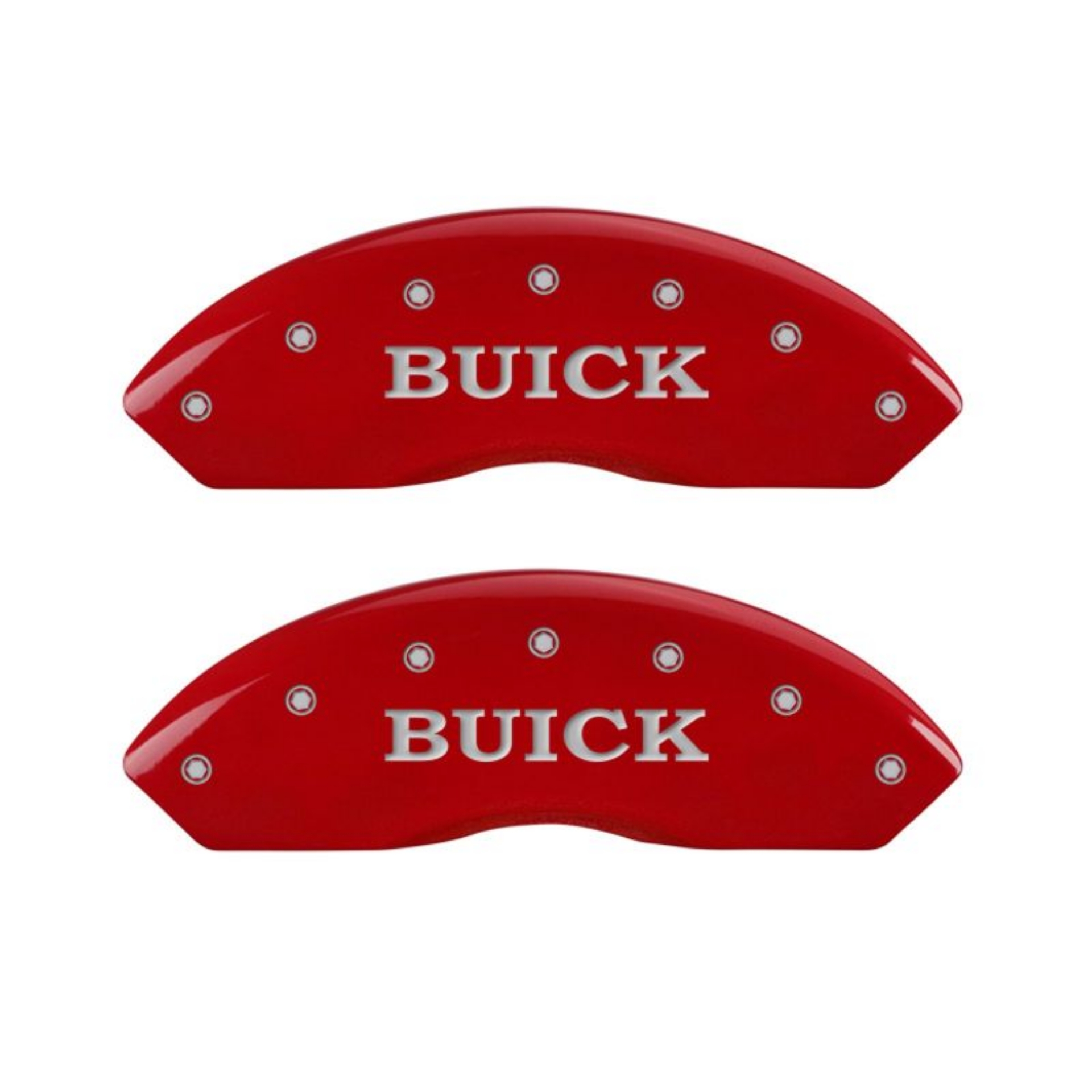 Picture of MGP 4 Caliper Covers Engraved Front Buick Engraved Rear Buick Shield Red finish silver ch