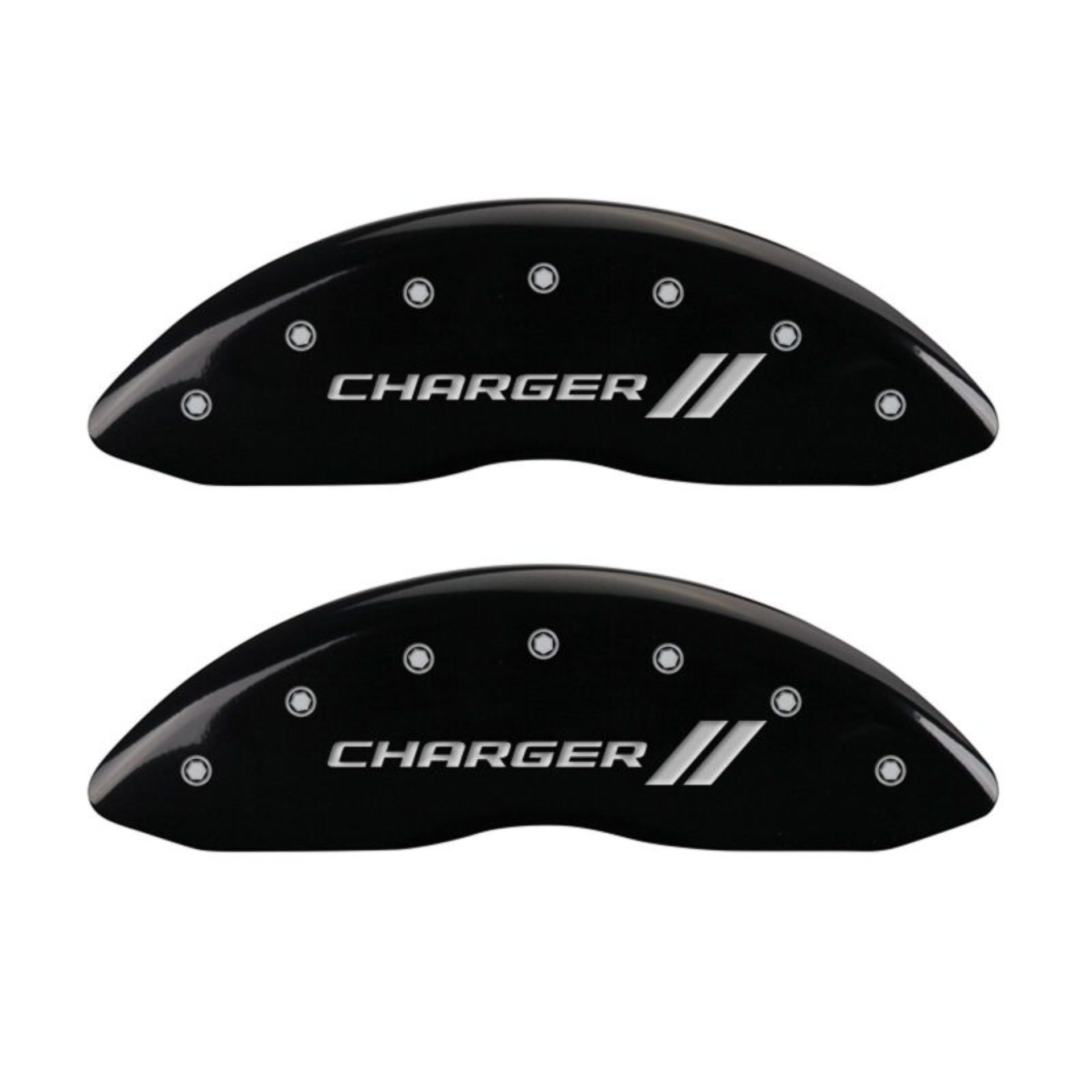 Picture of MGP 4 Caliper Covers Engraved Front & Rear With stripes-Charger Black finish silver ch