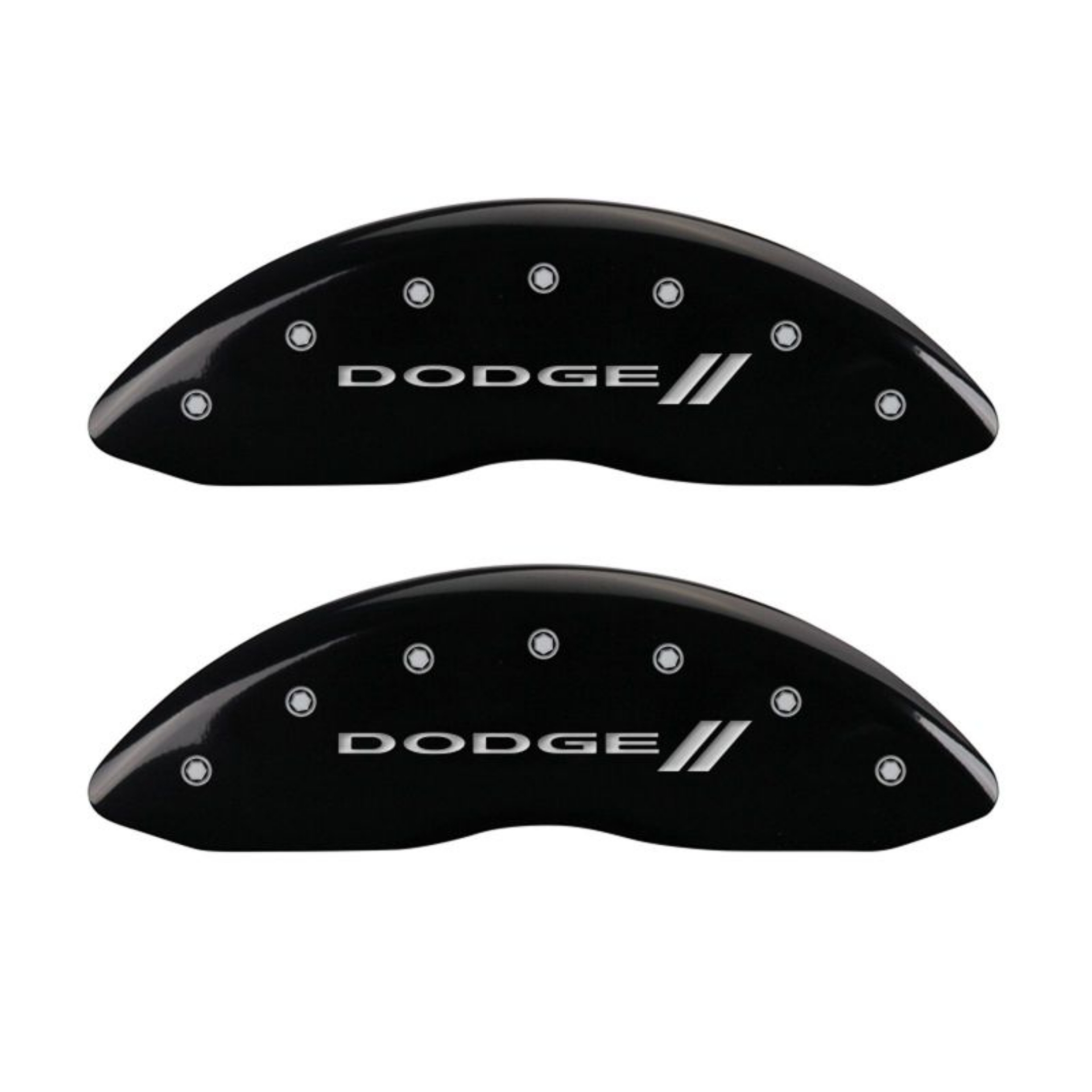 Picture of MGP 4 Caliper Covers Engraved Front & Rear With stripes-Dodge Black finish silver ch