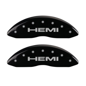 Picture of MGP 4 Caliper Covers Engraved Front & Rear Hemi Black finish silver ch
