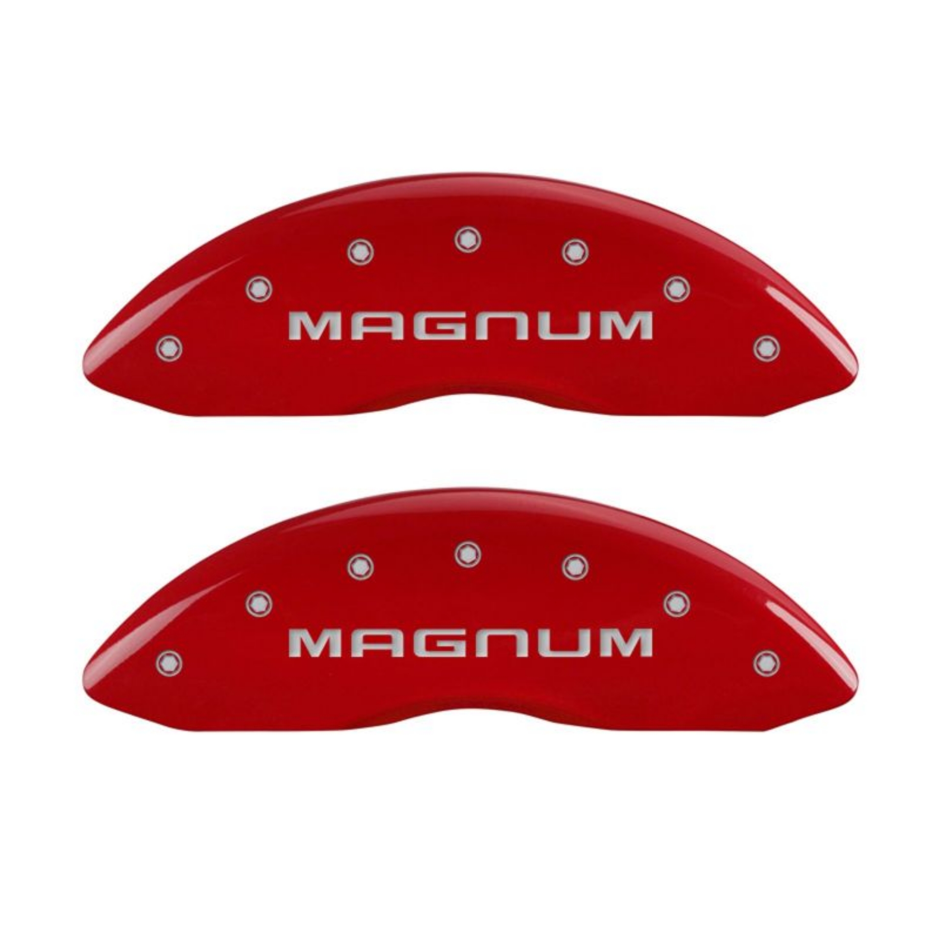 Picture of MGP 4 Caliper Covers Engraved Front & Rear Magnum Red finish silver ch