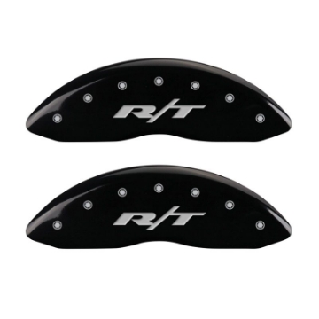 Picture of MGP 4 Caliper Covers Engraved Front & Rear RT1-Truck Black finish silver ch