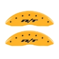 Picture of MGP 4 Caliper Covers Engraved Front & Rear RT1-Truck Yellow finish black ch