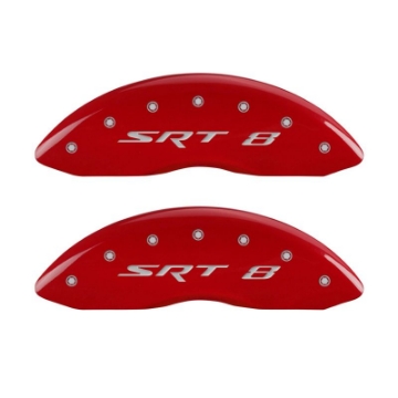 Picture of MGP 4 Caliper Covers Engraved Front & Rear SRT8 Red finish silver ch