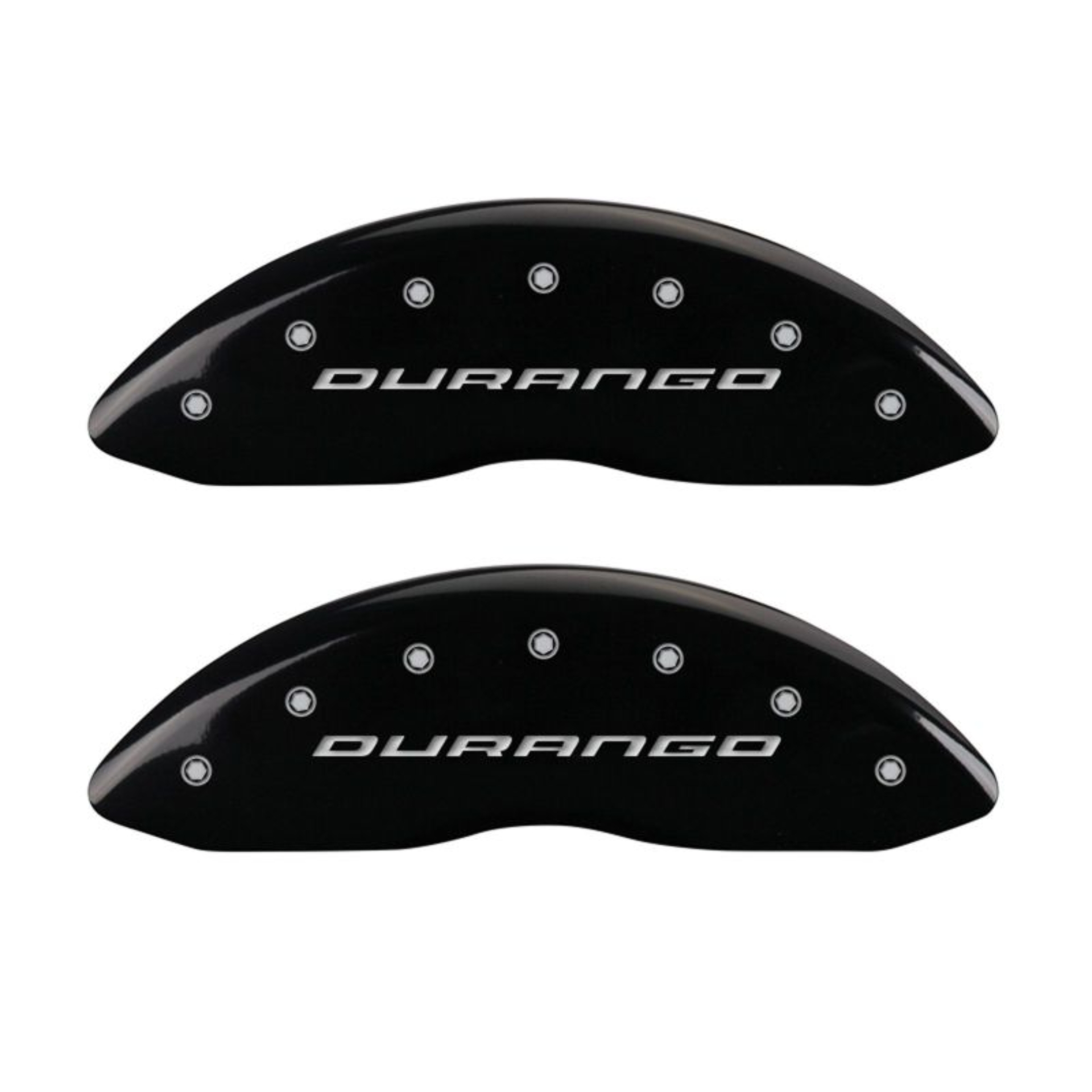 Picture of MGP 4 Caliper Covers Engraved Front & Rear With out stripes-Durango Black finish silver ch