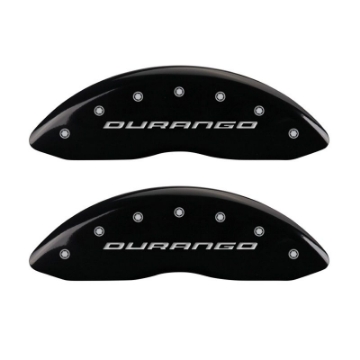 Picture of MGP 4 Caliper Covers Engraved Front & Rear With out stripes-Durango Black finish silver ch