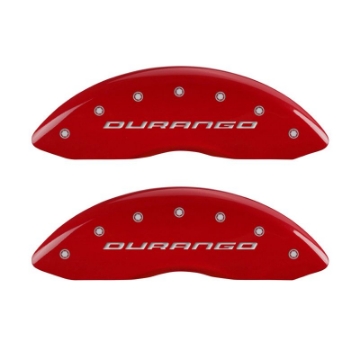 Picture of MGP 4 Caliper Covers Engraved Front & Rear With out stripes-Durango Red finish silver ch