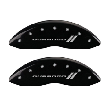 Picture of MGP 4 Caliper Covers Engraved Front & Rear With stripes-Durango Black finish silver ch
