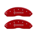 Picture of MGP 4 Caliper Covers Engraved Front & Rear Lincoln Red finish silver ch