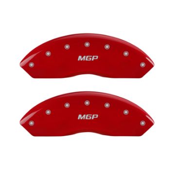 Picture of MGP 4 Caliper Covers Engraved Front & Rear MGP Red finish silver ch