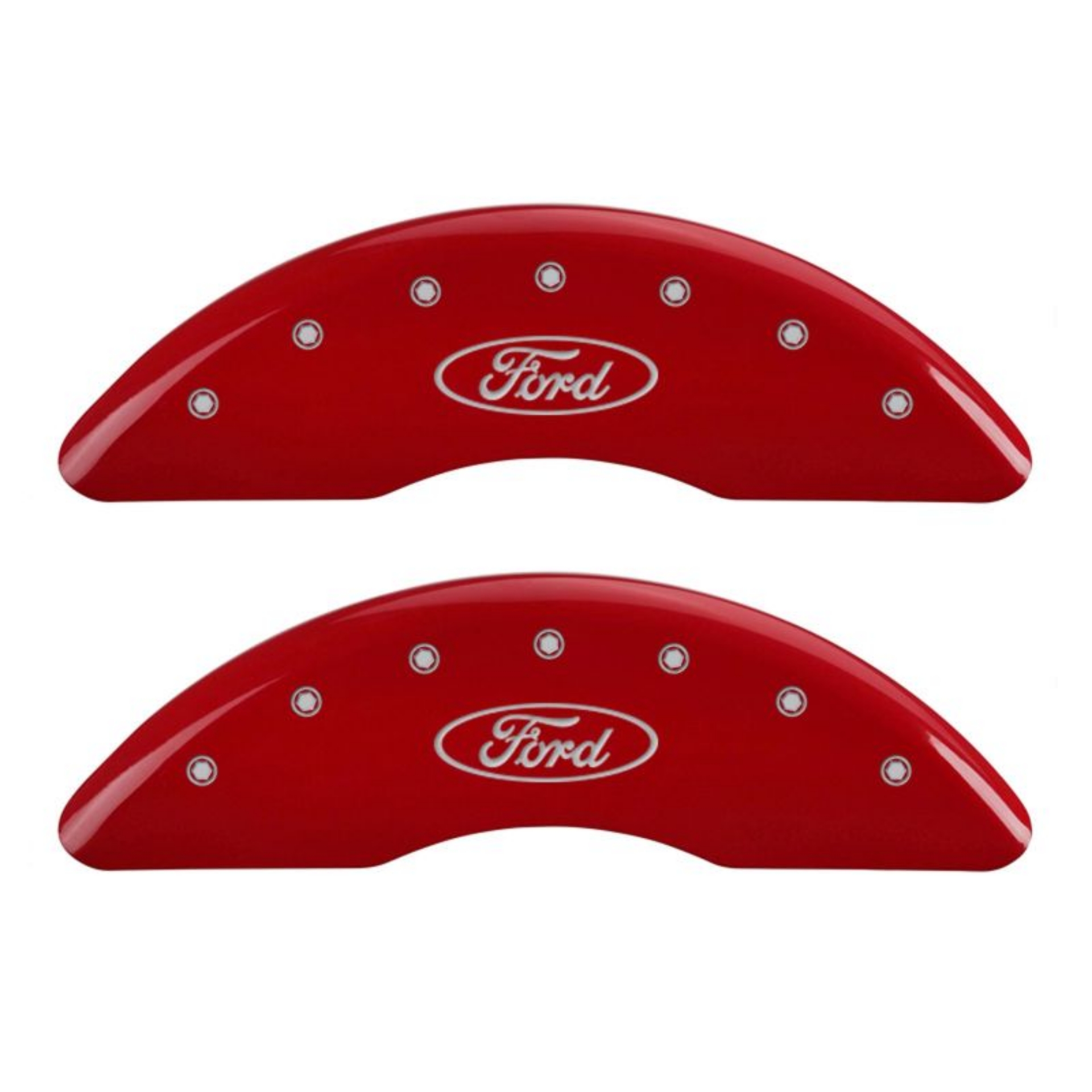 Picture of MGP 4 Caliper Covers Engraved Front & Rear Oval logo-Ford Red finish silver ch