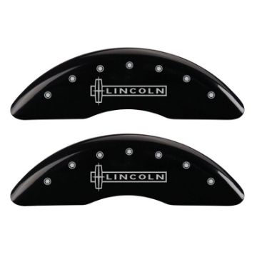 Picture of MGP 4 Caliper Covers Engraved Front Lincoln Engraved Rear Star logo Black finish silver ch
