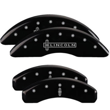 Picture of MGP 4 Caliper Covers Engraved Front Lincoln Engraved Rear Star logo Black finish silver ch