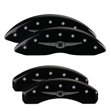 Picture of MGP 4 Caliper Covers Engraved Front & Rear Style 1-Chrysler Wing Black finish silver ch