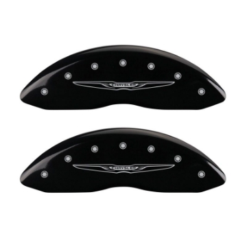Picture of MGP 4 Caliper Covers Engraved Front & Rear Style 2-Chrysler Wing Black finish silver ch