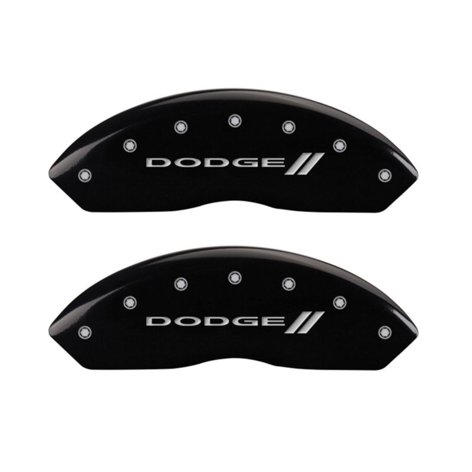 Picture of MGP 4 Caliper Covers Engraved Front & Rear With stripes-Dodge Black finish silver ch