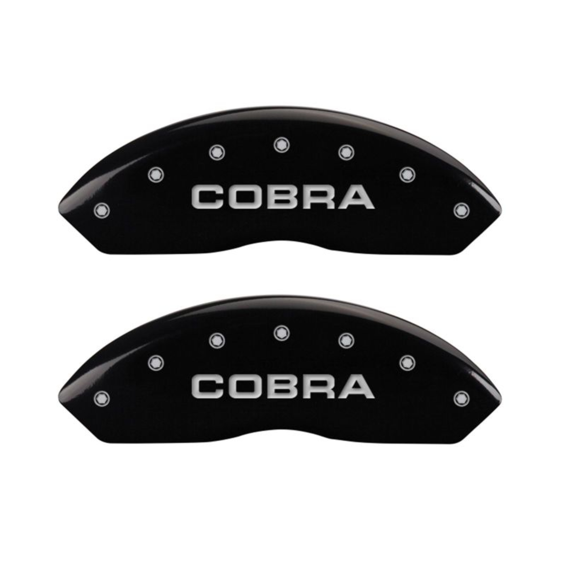 Picture of MGP 4 Caliper Covers Engraved Front Cobra Engraved Rear Snake Black finish silver ch