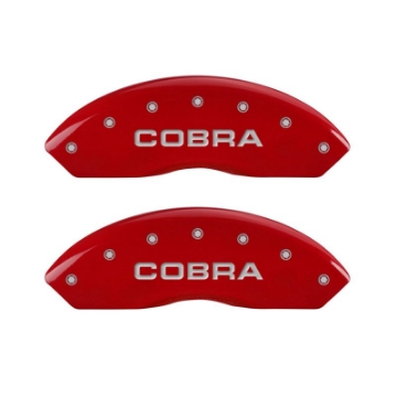 Picture of MGP 4 Caliper Covers Engraved Front Cobra Engraved Rear Snake Red finish silver ch